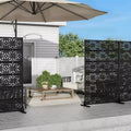 Jardinière en métal noir de 72 H47W avec treillis et écran d’intimité pour patio de café, jardin et balcons