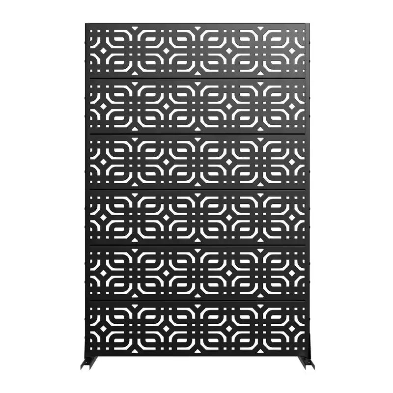 Jardinera de metal negra de 72 H47W con enrejado y pantalla de privacidad para patio de cafetería, jardín y balcones