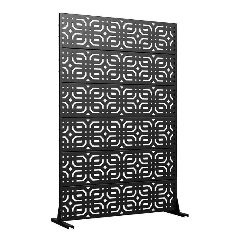 Jardinière en métal noir de 72 H47W avec treillis et écran d’intimité pour patio de café, jardin et balcons