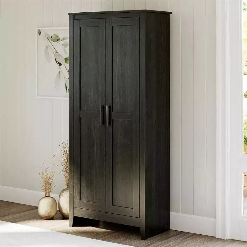 Meuble de rangement de style champêtre avec 4 étagères et 2 portes de style Shaker