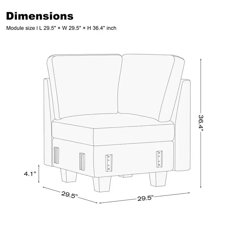 Chenille-Ecksitzmodul für modulares Sofa. Sofamodul