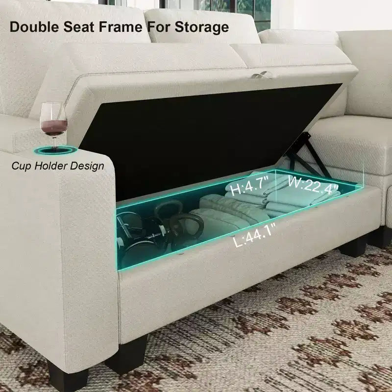 Chenille-Ecksitzmodul für modulares Sofa. Sofamodul