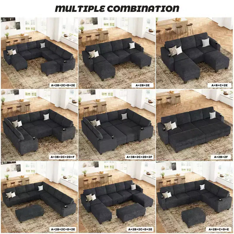 Chenille-Ecksitzmodul für modulares Sofa. Sofamodul