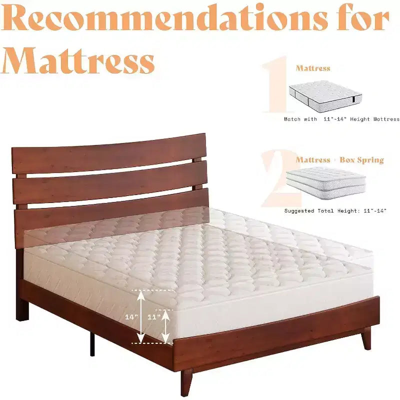 Estructura de cama de madera maciza con cabecero, no necesita somier, fácil de montar