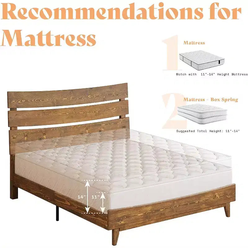 Estructura de cama de madera maciza con cabecero, no necesita somier, fácil de montar