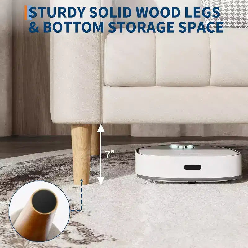 Sofa aus Kunstleder, modernes 78 W Sofa mit tiefen Sitzflächen, 3-Sitzer-Sofa mit 2 Zierkissen und Holzbeinen für das Wohnzimmer