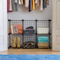 Modularer Drahtgitter-Würfelorganizer mit 6 Fächern, verstellbares und erweiterbares Metallregal, stapelbares Drahtgitter, Tragkraft 60 lb, Schwarz