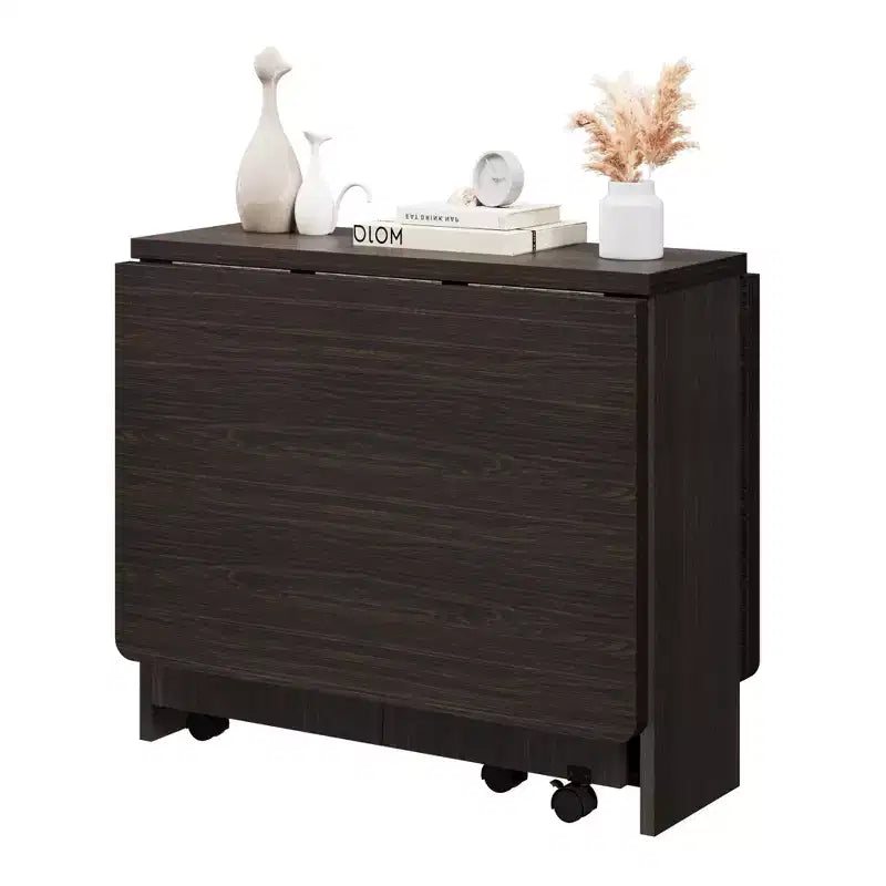 Mesa de comedor plegable con 2 niveles de almacenamiento, conjunto de mesa de comedor extensible, mesa móvil que puede utilizarse como mesa de comedor, escritorio de oficina o consola
