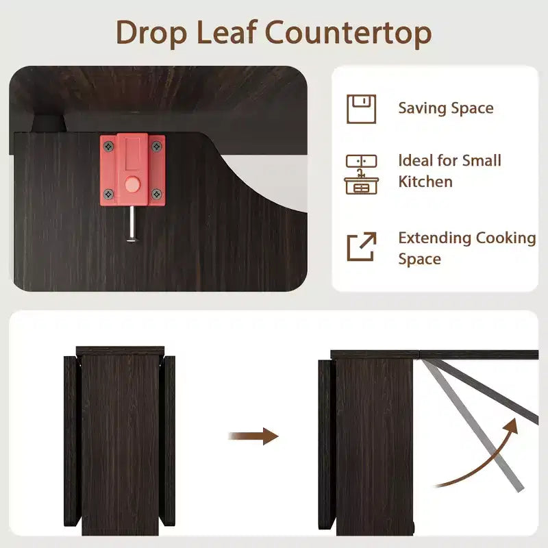 Mesa de comedor plegable con 2 niveles de almacenamiento, conjunto de mesa de comedor extensible, mesa móvil que puede utilizarse como mesa de comedor, escritorio de oficina o consola