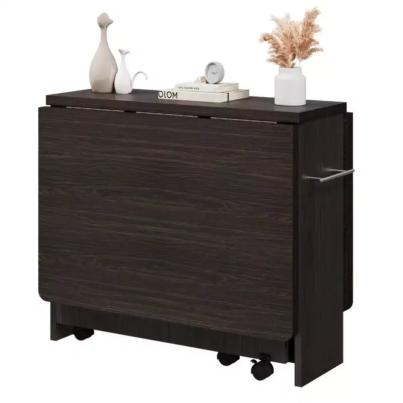Mesa de comedor plegable con 2 niveles de almacenamiento, conjunto de mesa de comedor extensible, mesa móvil que puede utilizarse como mesa de comedor, escritorio de oficina o consola
