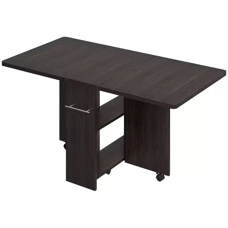 Mesa de comedor plegable con 2 niveles de almacenamiento, conjunto de mesa de comedor extensible, mesa móvil que puede utilizarse como mesa de comedor, escritorio de oficina o consola