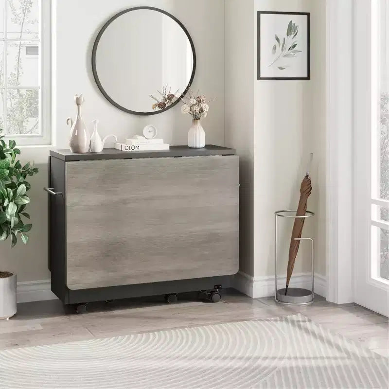 Mesa de comedor plegable con 2 niveles de almacenamiento, conjunto de mesa de comedor extensible, mesa móvil que puede utilizarse como mesa de comedor, escritorio de oficina o consola