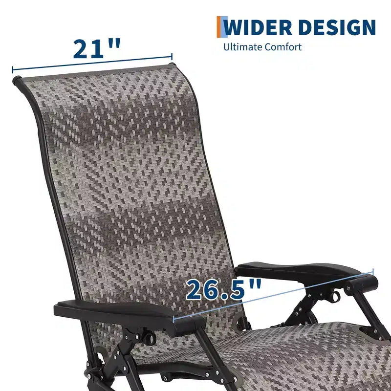 Juego de 2 sillas plegables de ratán para patio, sillas portátiles plegables de ratán con respaldo alto ajustable y reposabrazos anchos, conjunto de mimbre para exteriores