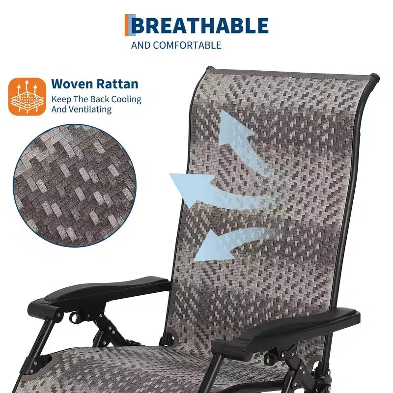 Juego de 2 sillas plegables de ratán para patio, sillas portátiles plegables de ratán con respaldo alto ajustable y reposabrazos anchos, conjunto de mimbre para exteriores