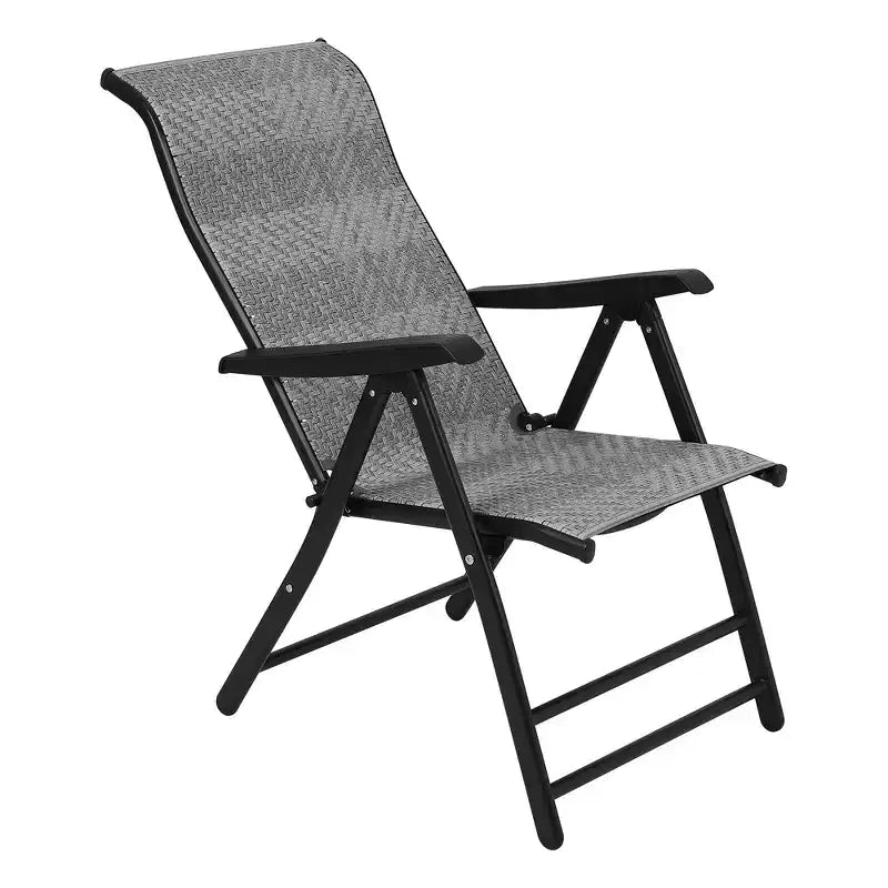 Juego de 2 sillas plegables de ratán para patio, sillas portátiles plegables de ratán con respaldo alto ajustable y reposabrazos anchos, conjunto de mimbre para exteriores