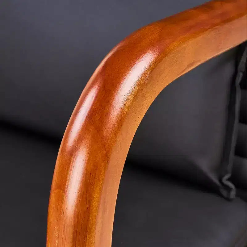 Fauteuil d’appoint moderne du milieu du siècle, fauteuil de salon rembourré avec 1 coussin, cadre en bois massif, noir