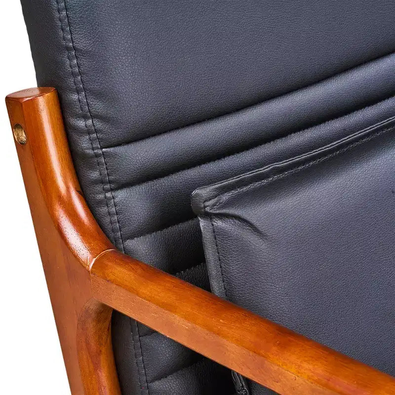 Fauteuil d’appoint moderne du milieu du siècle, fauteuil de salon rembourré avec 1 coussin, cadre en bois massif, noir