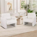 Fauteuil d’appoint en chenille avec coussin lombaire amovible, assise épaisse et dossier