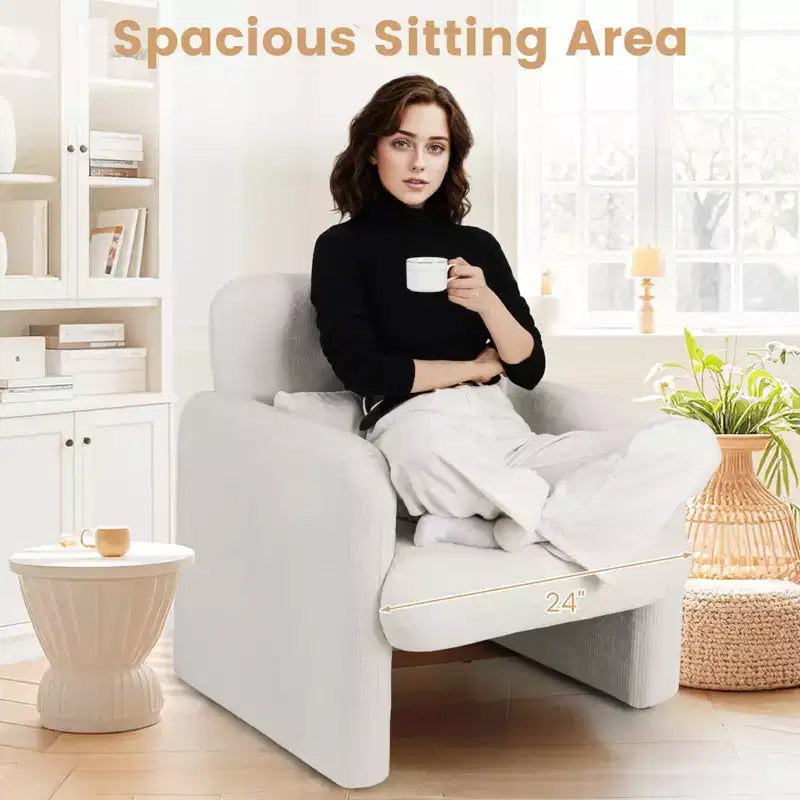 Fauteuil d’appoint en chenille avec coussin lombaire amovible, assise épaisse et dossier