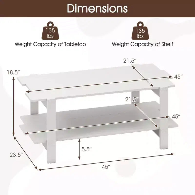 Mesa de centro de 2 niveles, mesa auxiliar irregular con estante abierto, mesa de cóctel nogal/negro/marrón/blanco