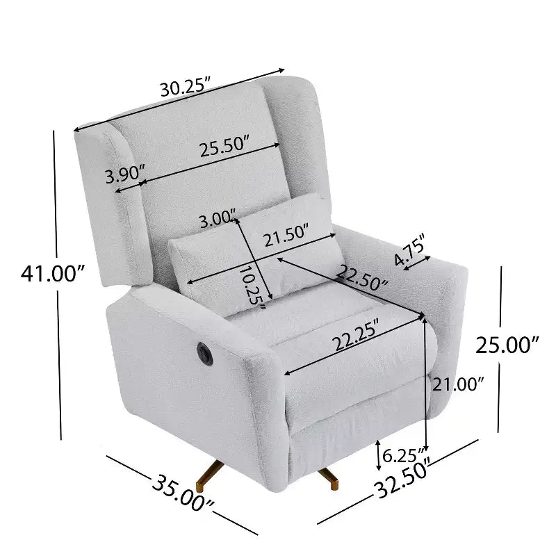 Moderner Polster-Relaxsessel, um 360° drehbar und elektrisch verstellbar