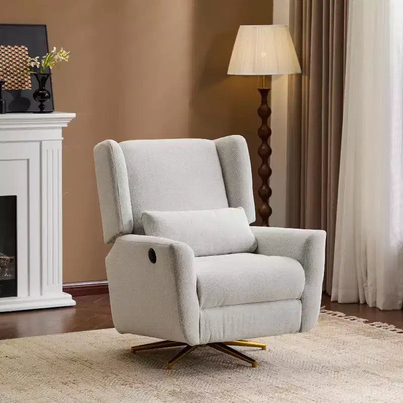 Sillón contemporáneo tapizado, giratorio 360 y reclinable eléctrico