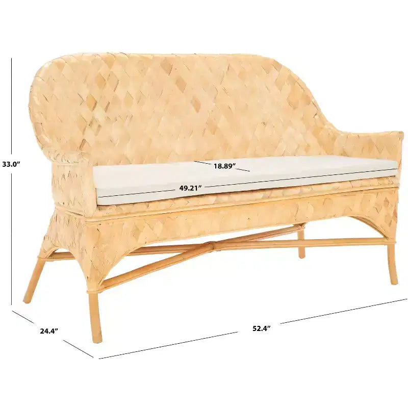 Banc de canapé tressé - naturel/blanc