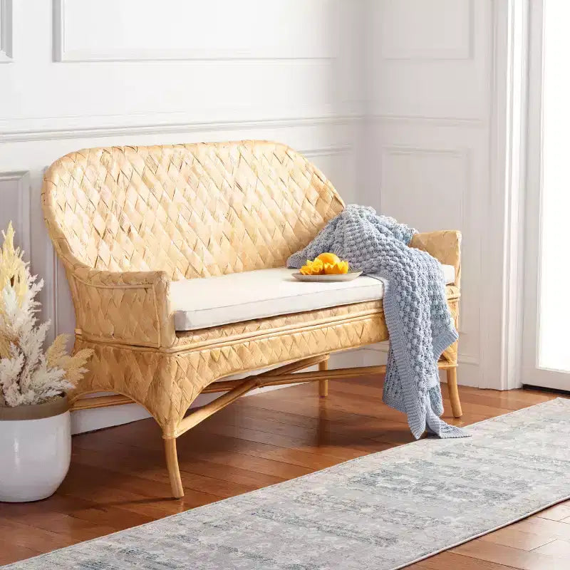 Banc de canapé tressé - naturel/blanc