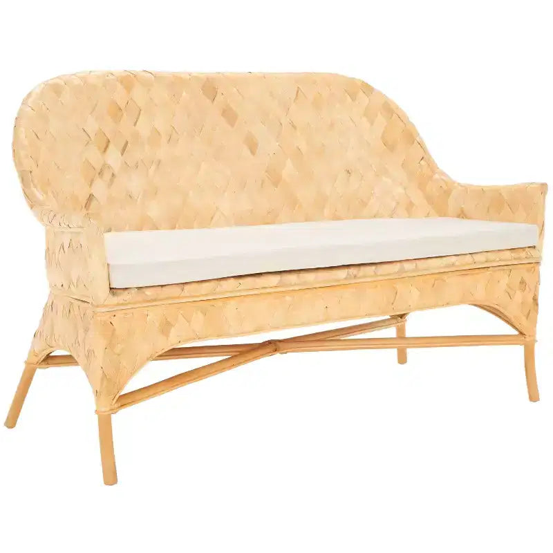 Banc de canapé tressé - naturel/blanc
