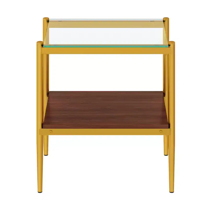 Elegante mesa de centro de vidrio templado de bordes lisos, 2 piezas, mesa auxiliar rectangular moderna con estante abierto para salas pequeñas