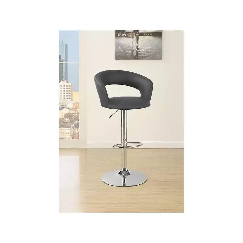 Taburete de bar de altura ajustable, gris y cromado