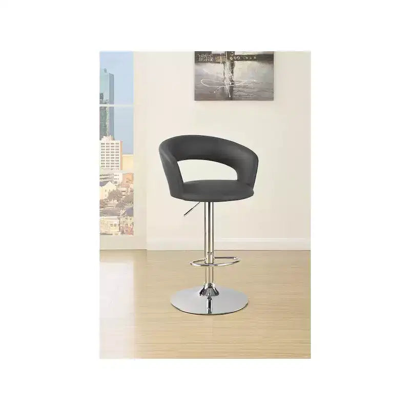 Taburete de bar de altura ajustable, gris y cromado