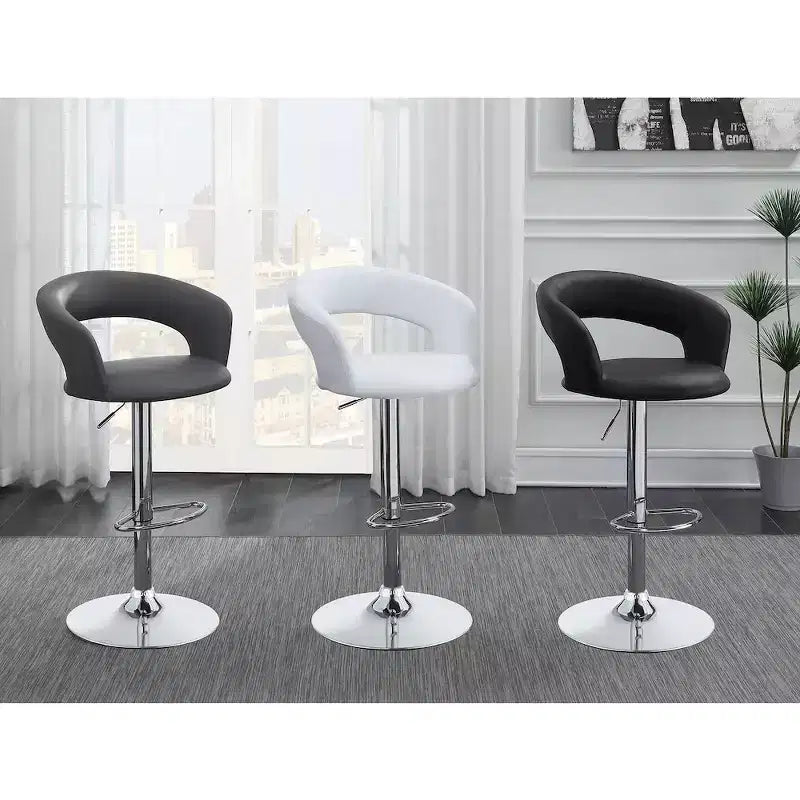 Taburete de bar de altura ajustable, gris y cromado