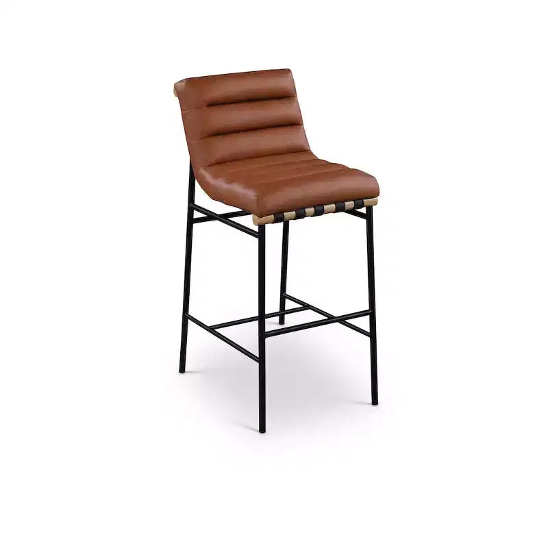 Meridian Furniture,Burke Cognac Vegan Leather Bar Stool