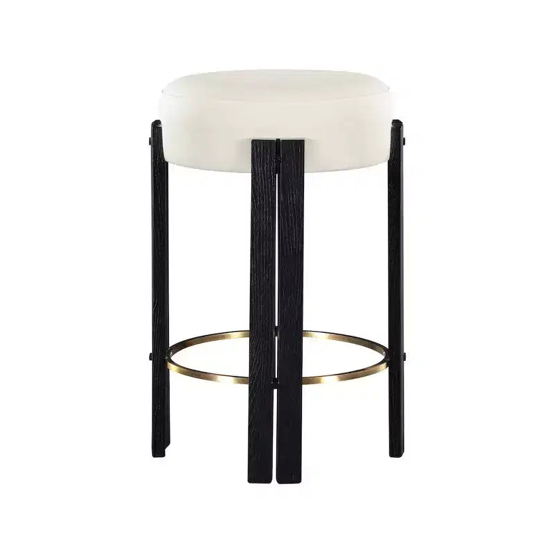 Barhocker aus veganem Leder in Creme