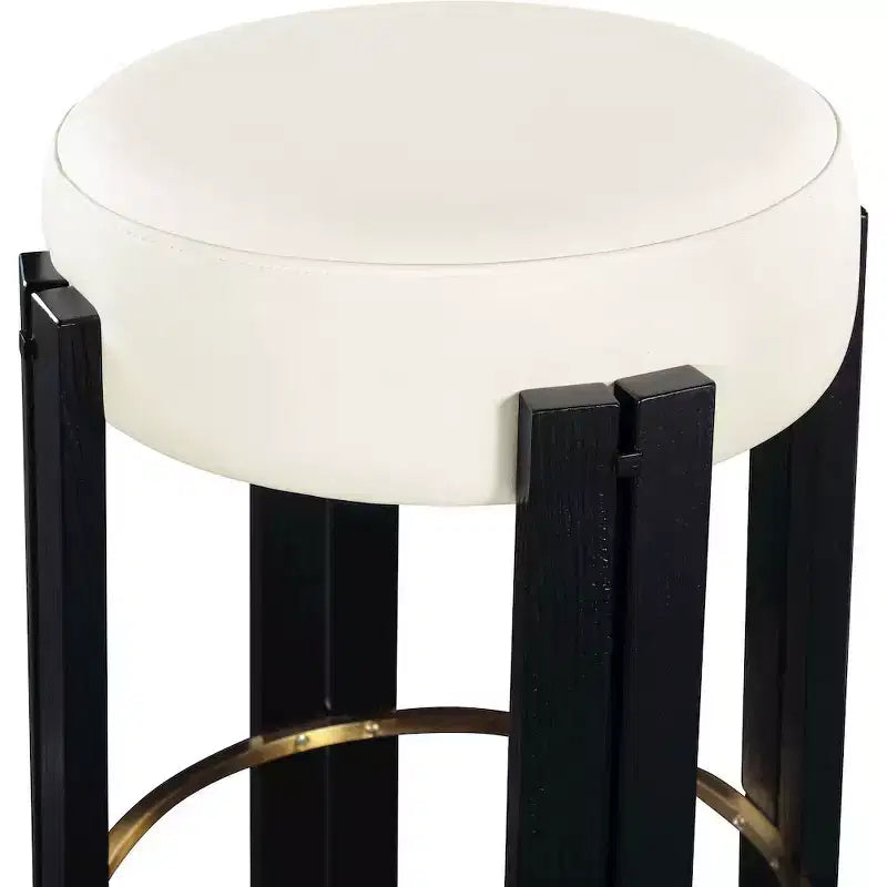 Tabouret de comptoir en cuir végan crème