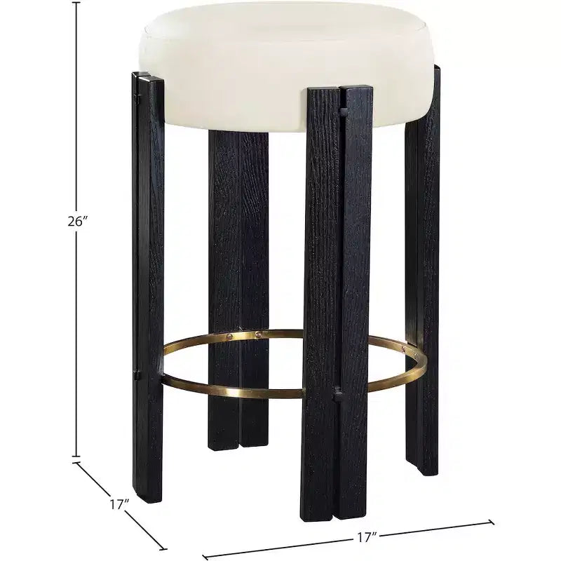 Barhocker aus veganem Leder in Creme