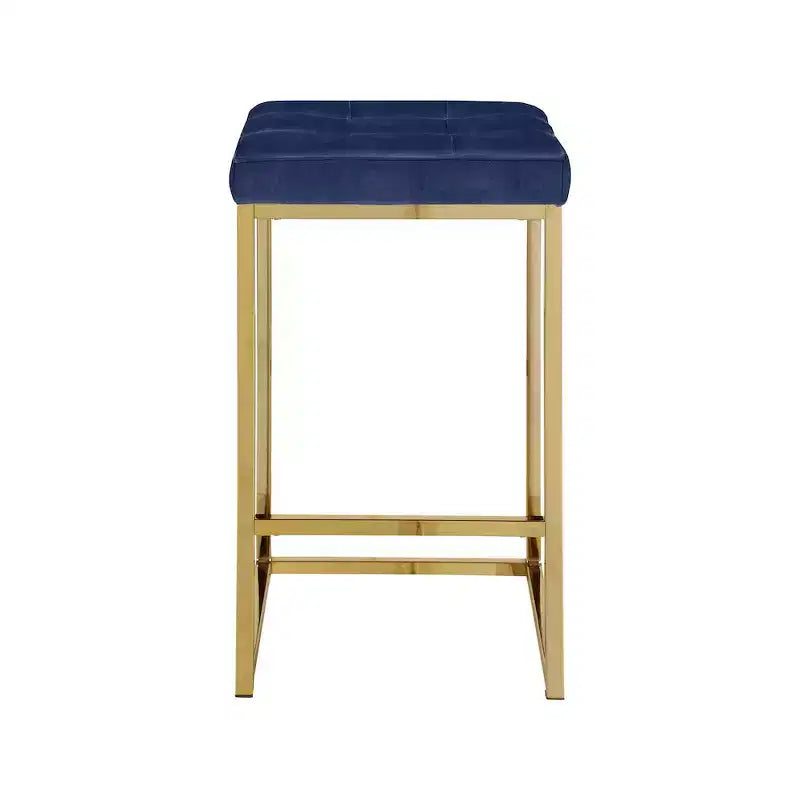 Tabourets en velours bleu marine, lot de 2