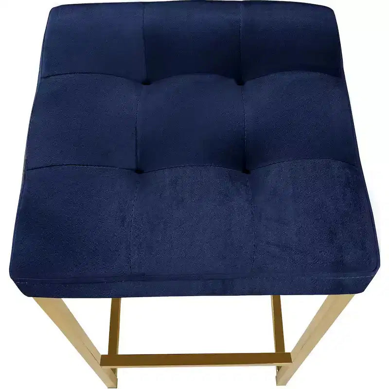 Tabourets en velours bleu marine, lot de 2