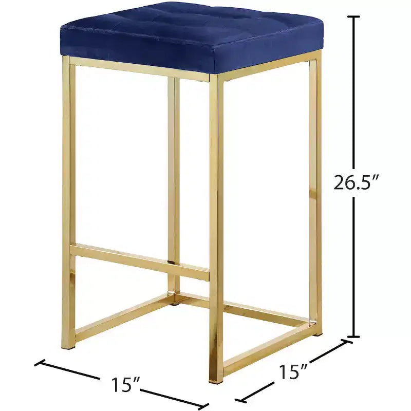 Tabourets en velours bleu marine, lot de 2