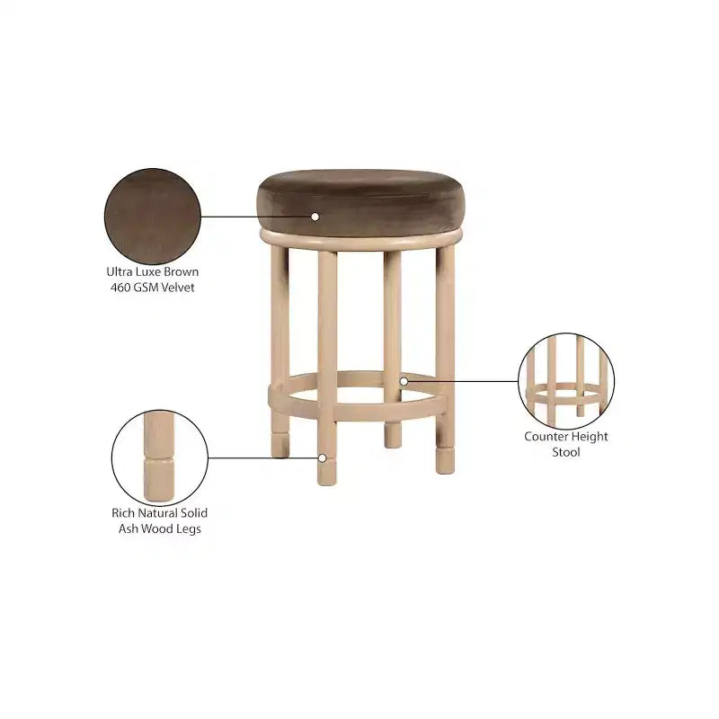 Taburete de mostrador de terciopelo marrón