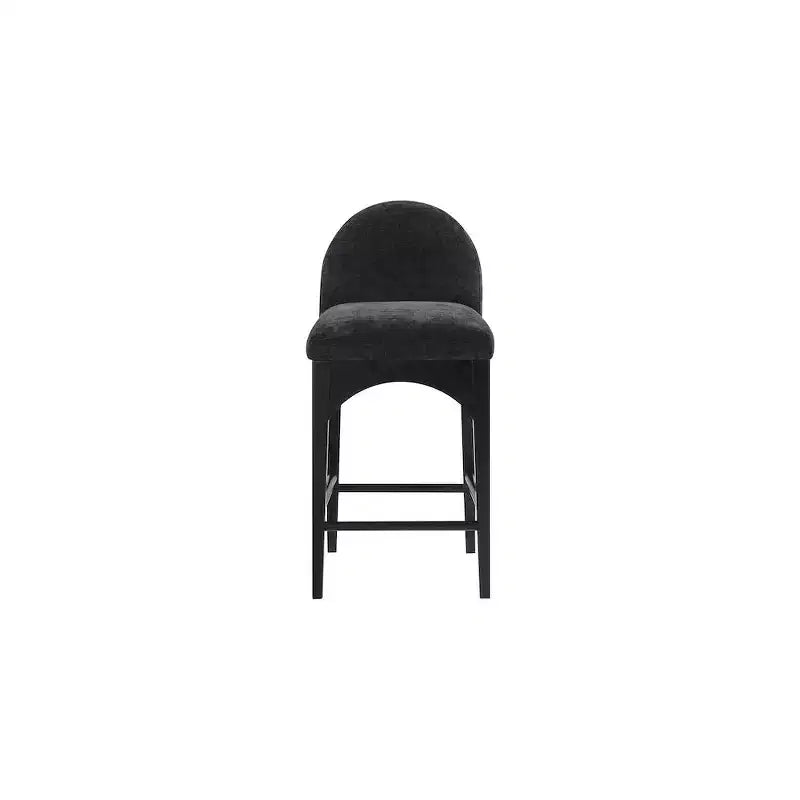 Hocker aus schwarzem Chenille-Stoff