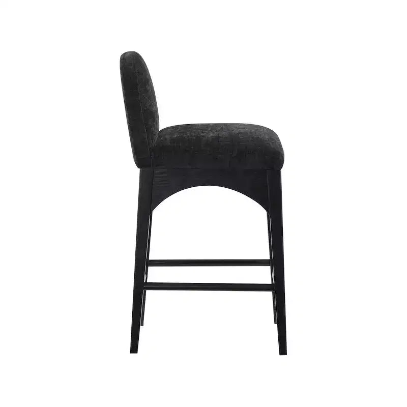 Hocker aus schwarzem Chenille-Stoff