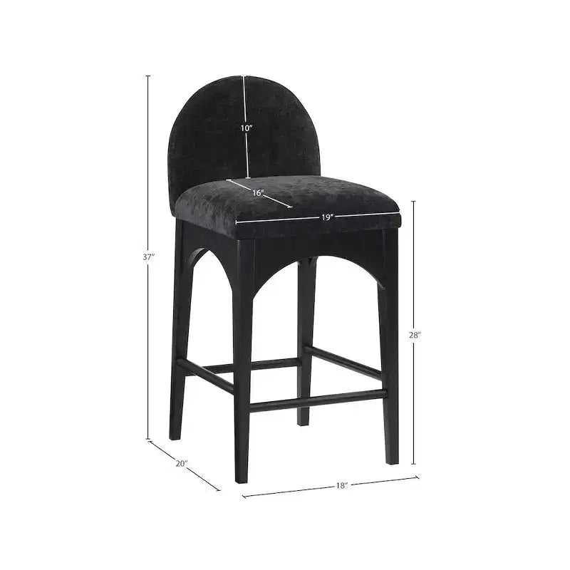 Hocker aus schwarzem Chenille-Stoff