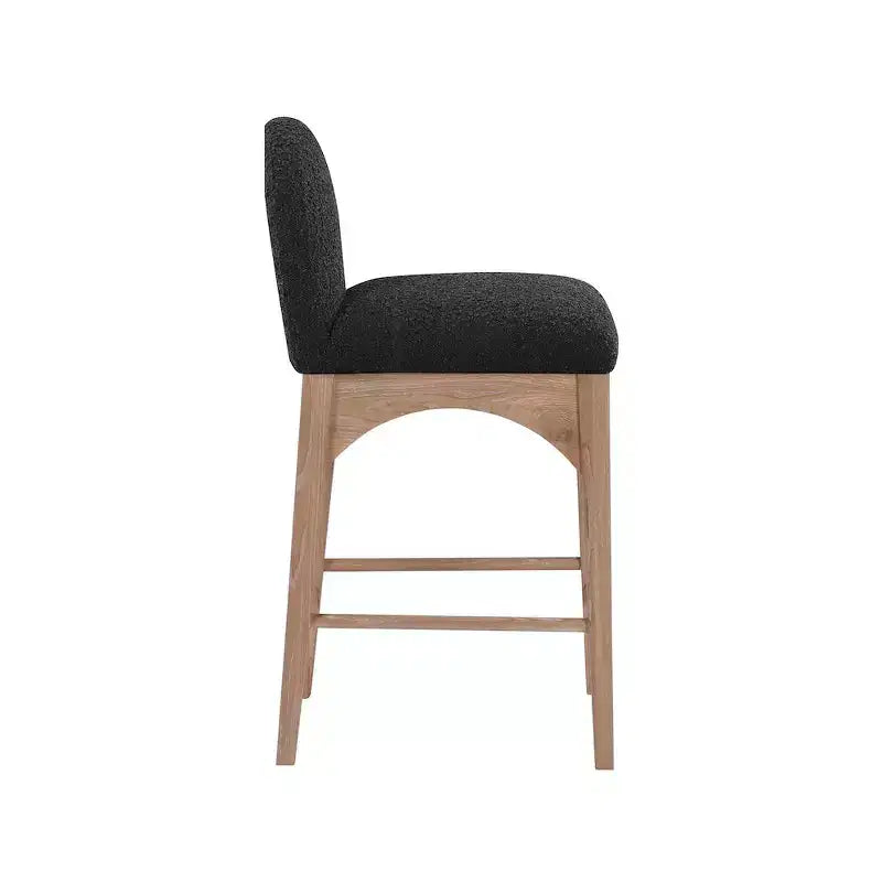 Tabouret en tissu bouclé noir