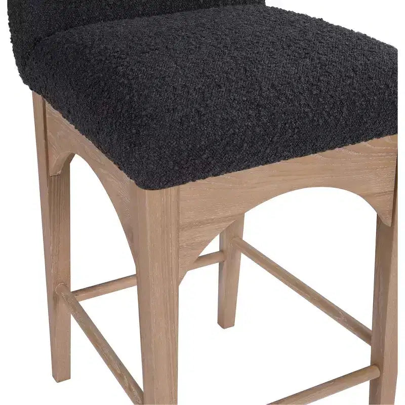 Tabouret en tissu bouclé noir