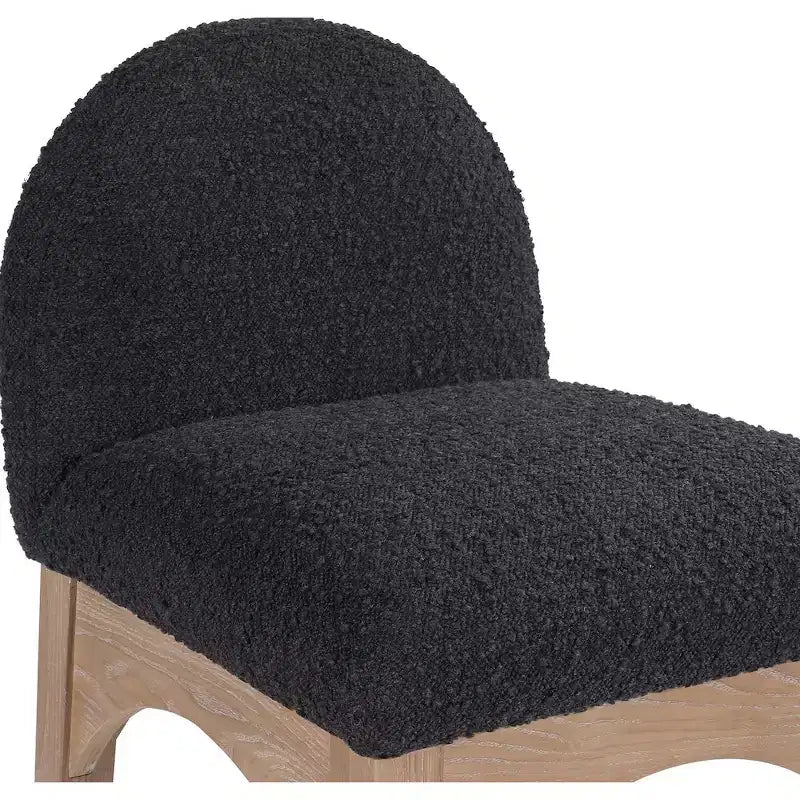 Tabouret en tissu bouclé noir