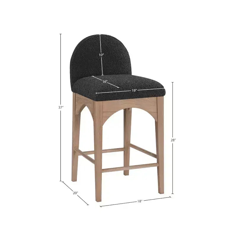 Tabouret en tissu bouclé noir