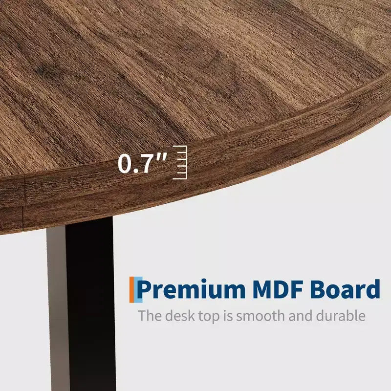 Table de salle à manger industrielle ronde de 47 pour 4 à 6 personnes, table de cuisine circulaire en bois avec solide piètement en métal et finition rustique, pour salle à manger et cuisine