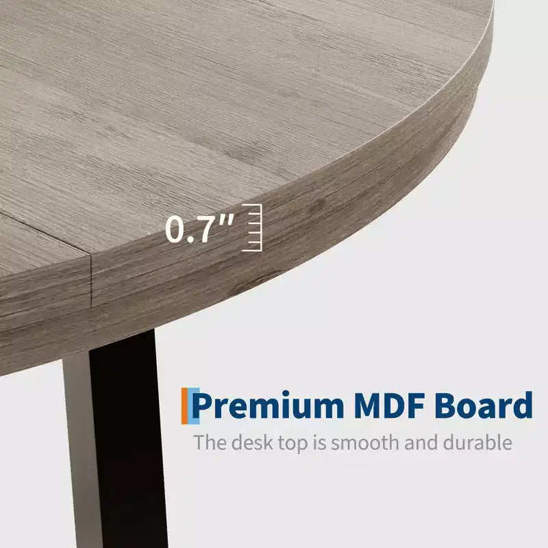 Table de salle à manger industrielle ronde de 47 pour 4 à 6 personnes, table de cuisine circulaire en bois avec solide piètement en métal et finition rustique, pour salle à manger et cuisine